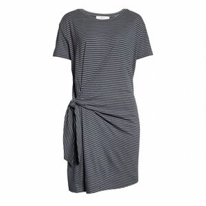 Vince‎ Striped Tie-Front Jersey Knit Dress in Charcoal –